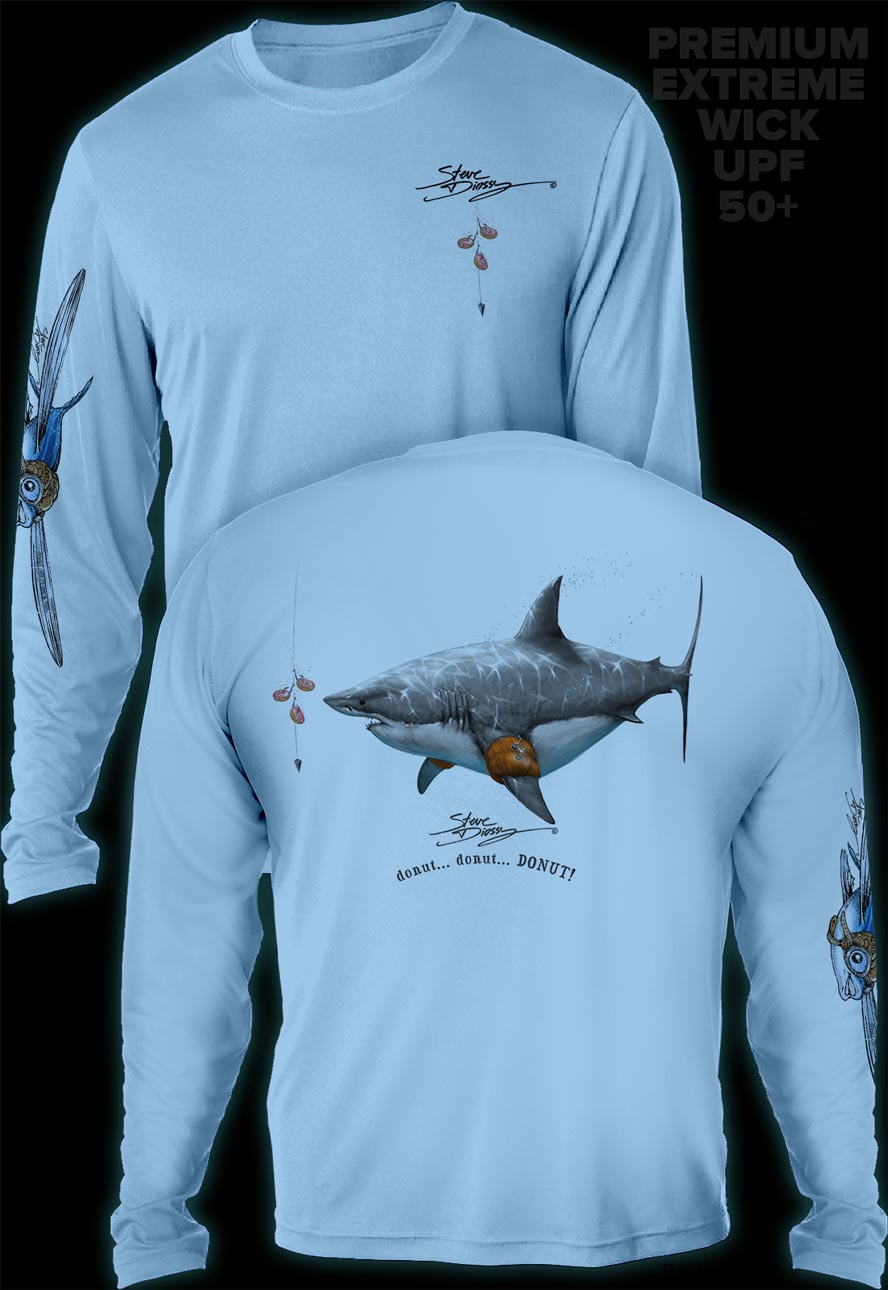 "Donut Shark" Men's Extreme Wick Long Sleeve Performance Shirt ᴜᴘꜰ-ᴛᴇᴇ